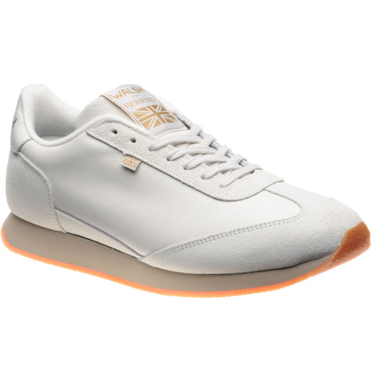 Product image for Herring Fierce Trainer mens rubber-soled trainers in white calf and stone suede