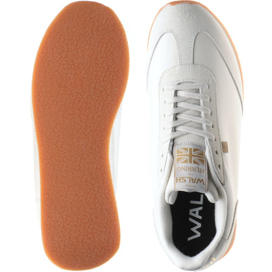 Product image for Herring Fierce Trainer mens rubber-soled trainers in white calf and stone suede