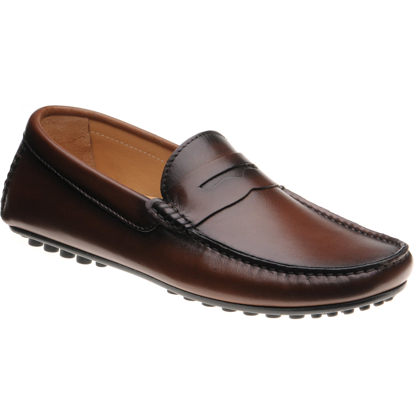 Product image for Herring Fiorano mens rubber-soled loafers in tan handpainted (second)