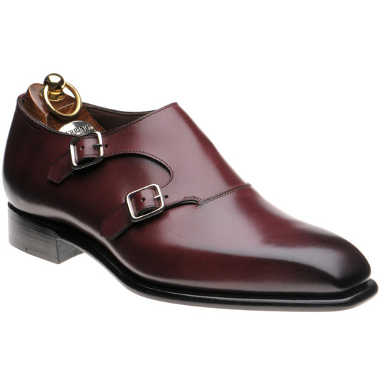 Product image for Herring Fitzrovia mens monk shoes in burgundy calf