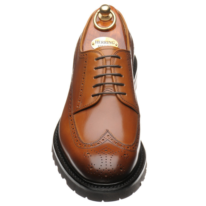 Product image for Herring Gairloch mens rubber-soled brogues in tan calf