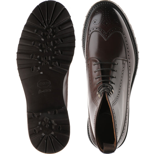 Product image for Herring Galashiels mens rubber-soled brogue boots in dark brown calf