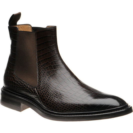 Product image for Herring Geneva mens rubber-soled Chelsea boots in dark brown croc