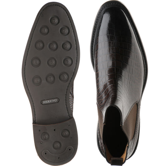Product image for Herring Geneva mens rubber-soled Chelsea boots in dark brown croc
