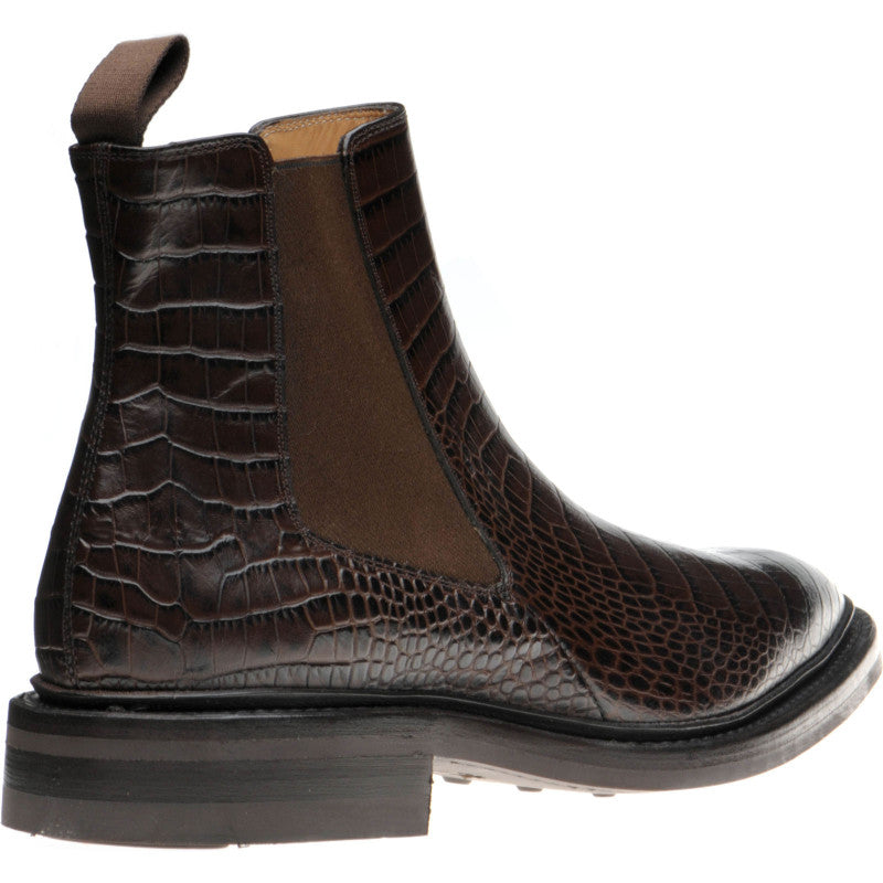 Product image for Herring Geneva mens rubber-soled Chelsea boots in dark brown croc