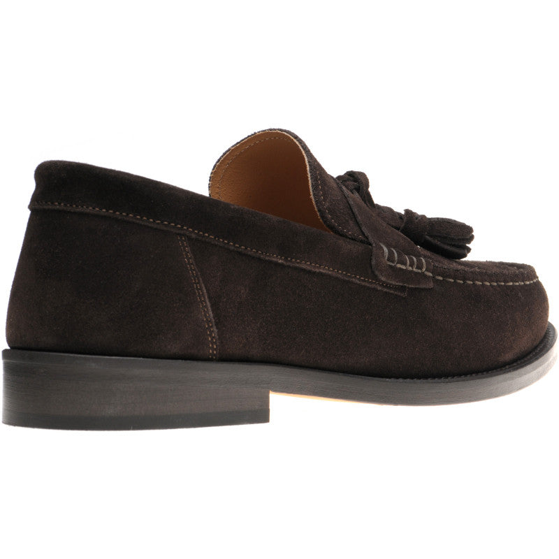 Product image for Herring Genoa mens tasselled loafers in dark brown suede (second)