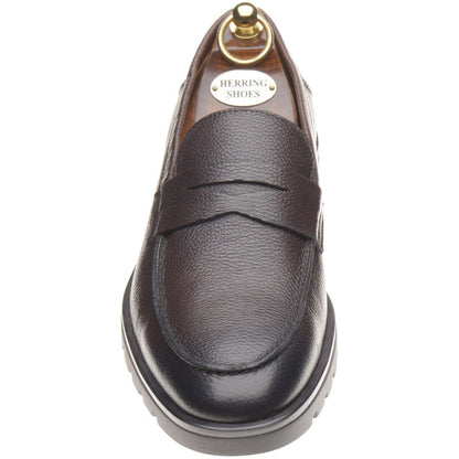 Product image for Herring Georgio mens rubber-soled loafers in brown grain