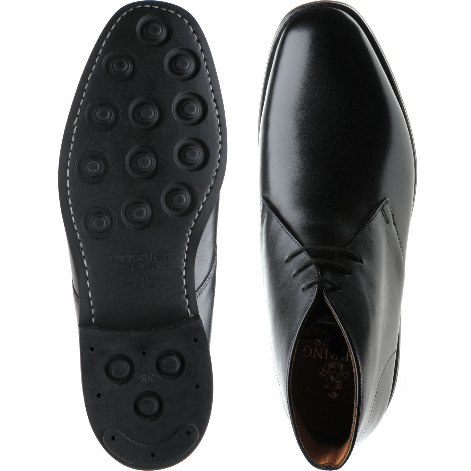 Product image for Herring Grays Rubber mens rubber-soled Chukka boots in black calf (second)