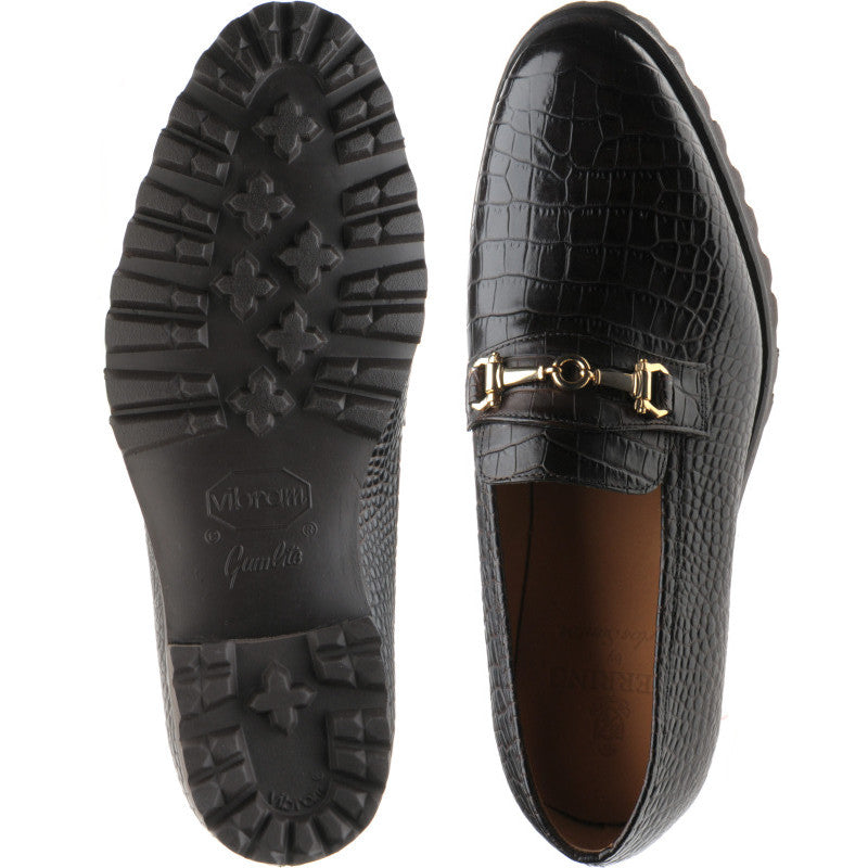 Product image for Herring Hallstatt mens rubber-soled loafers in dark brown croc