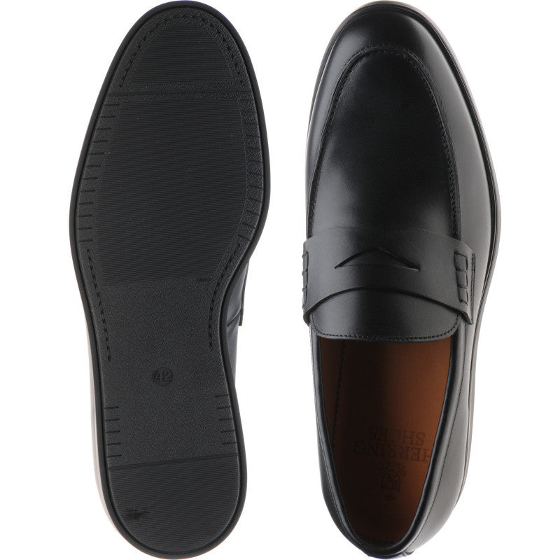 Product image for Herring Ibiza mens rubber-soled loafers in black calf