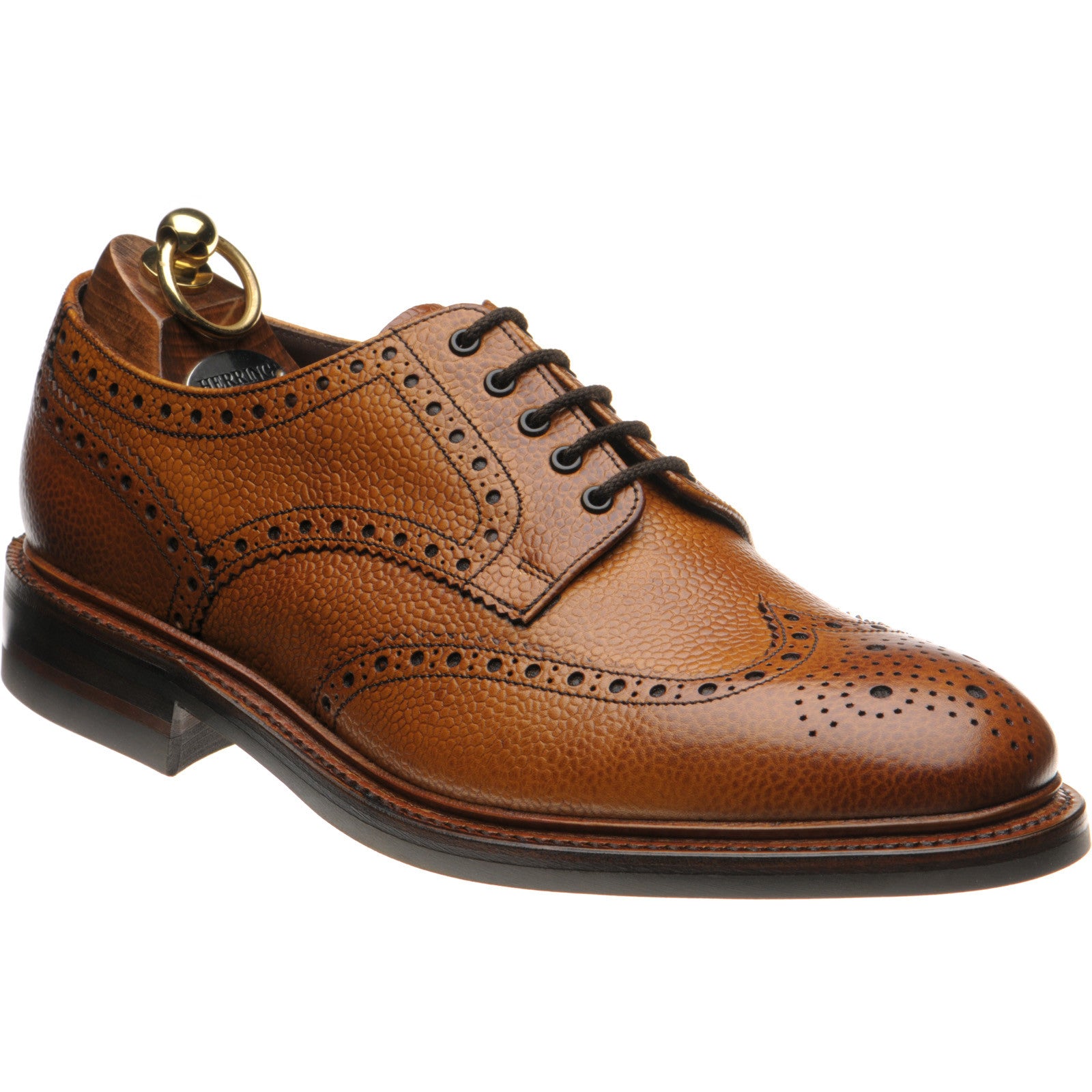 Product image for Herring Kendal (Rubber) mens rubber-soled brogues in tan grain (second)
