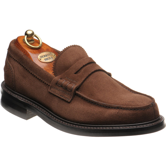Product image for Herring Kennedy II R mens rubber-soled loafers in polo brown suede 