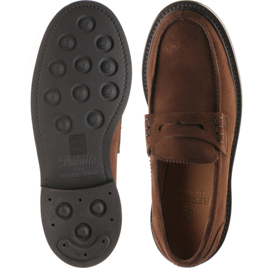 Product image for Herring Kennedy II R mens rubber-soled loafers in polo brown suede 