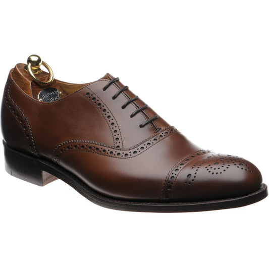Product image for Herring Lambeth mens semi-brogues in mahogany calf