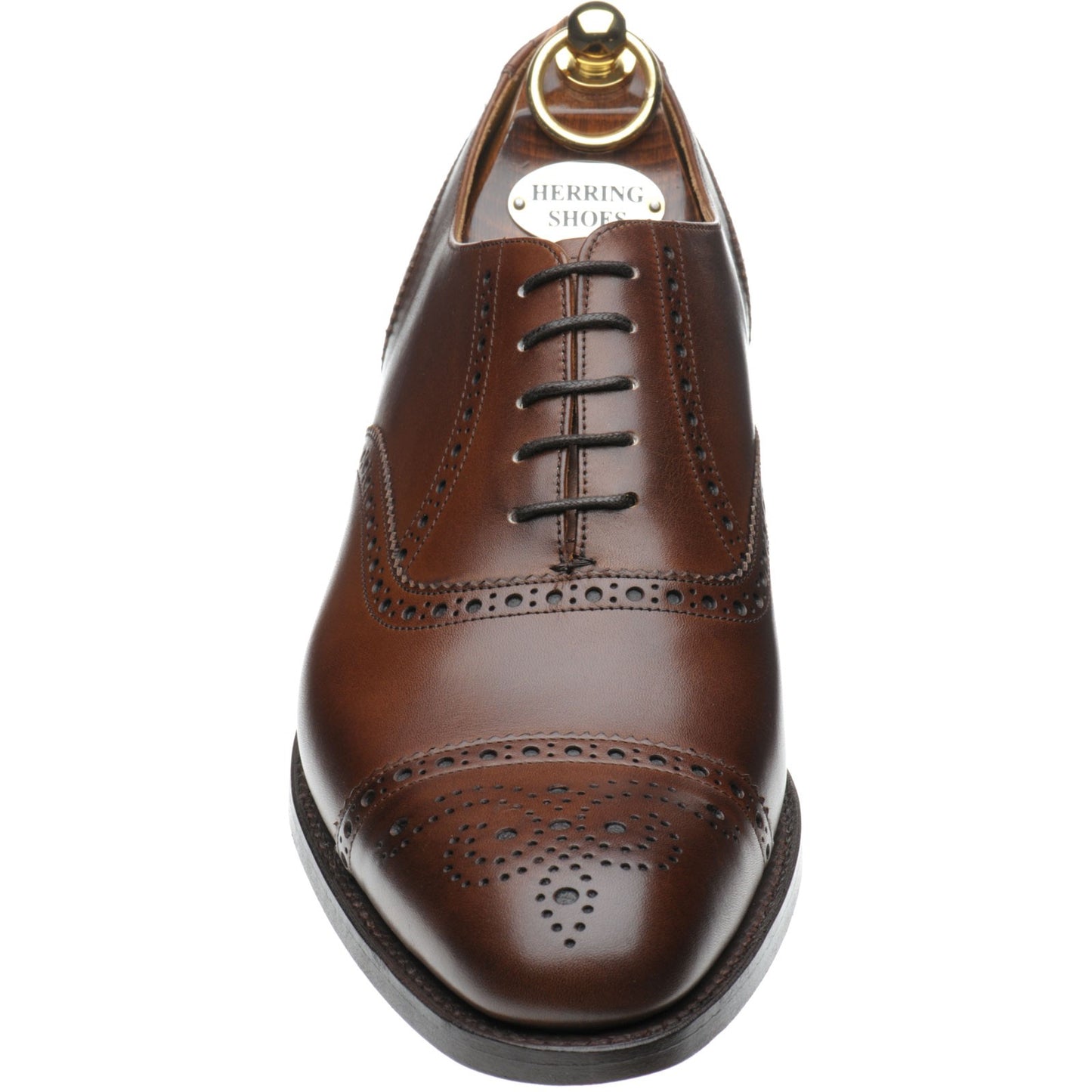 Product image for Herring Lambeth mens semi-brogues in mahogany calf