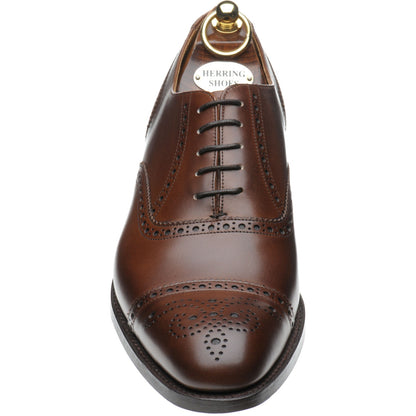 Product image for Herring Lambeth mens semi-brogues in mahogany calf