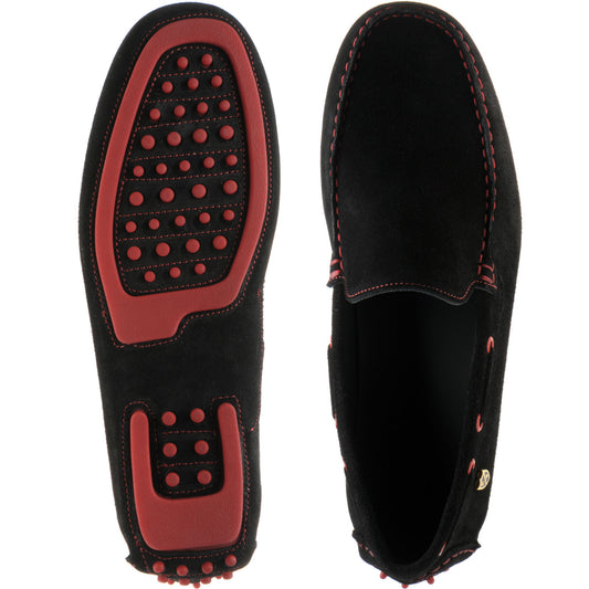 Product image for Herring Maranello II mens rubber-soled driving moccasins in black suede