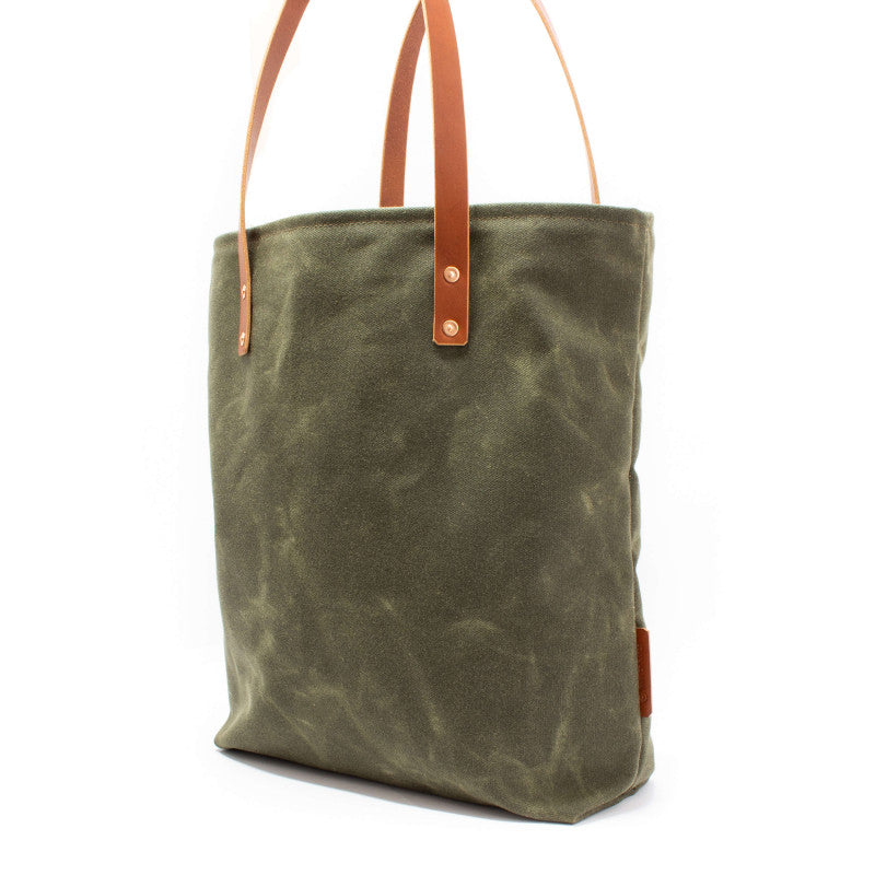 Product image for Herring Mill Bay Tote Bag in olive waxed canvas