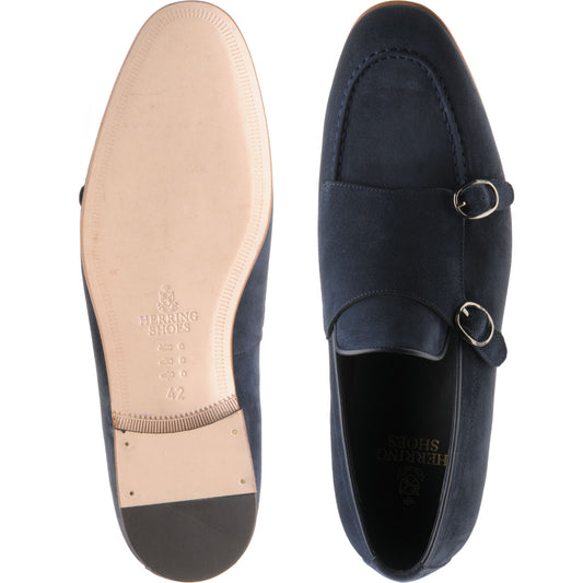 Product image for Herring Otello mens monk shoes in navy suede