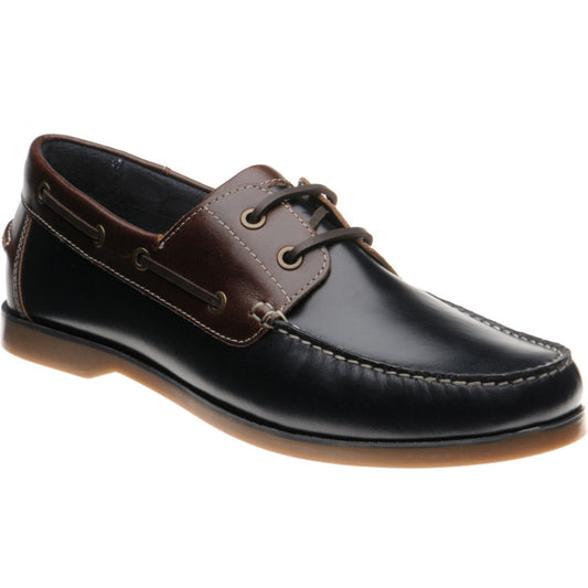 Product image for Herring Padstow II mens rubber-soled deck shoes in navy and brown
