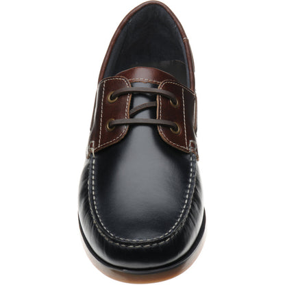 Product image for Herring Padstow II mens rubber-soled deck shoes in navy and brown