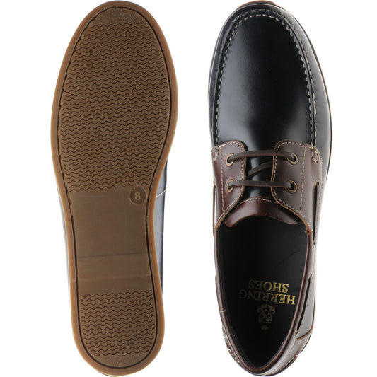 Product image for Herring Padstow II mens rubber-soled deck shoes in navy and brown