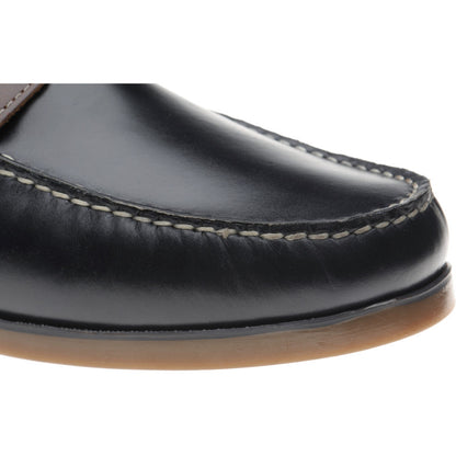 Product image for Herring Padstow II mens rubber-soled deck shoes in navy and brown