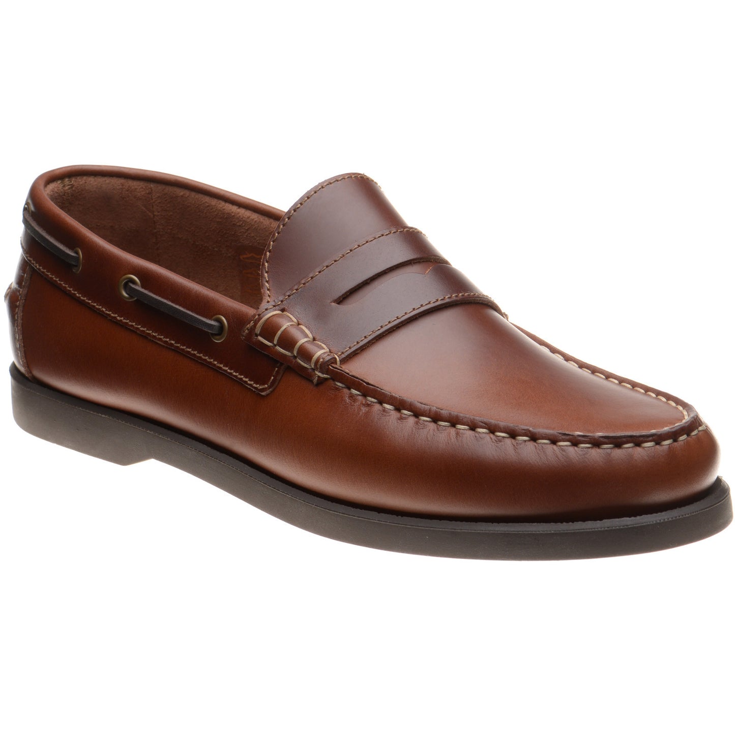 Product image for Herring Salcombe mens rubber-soled deck shoes in chestnut