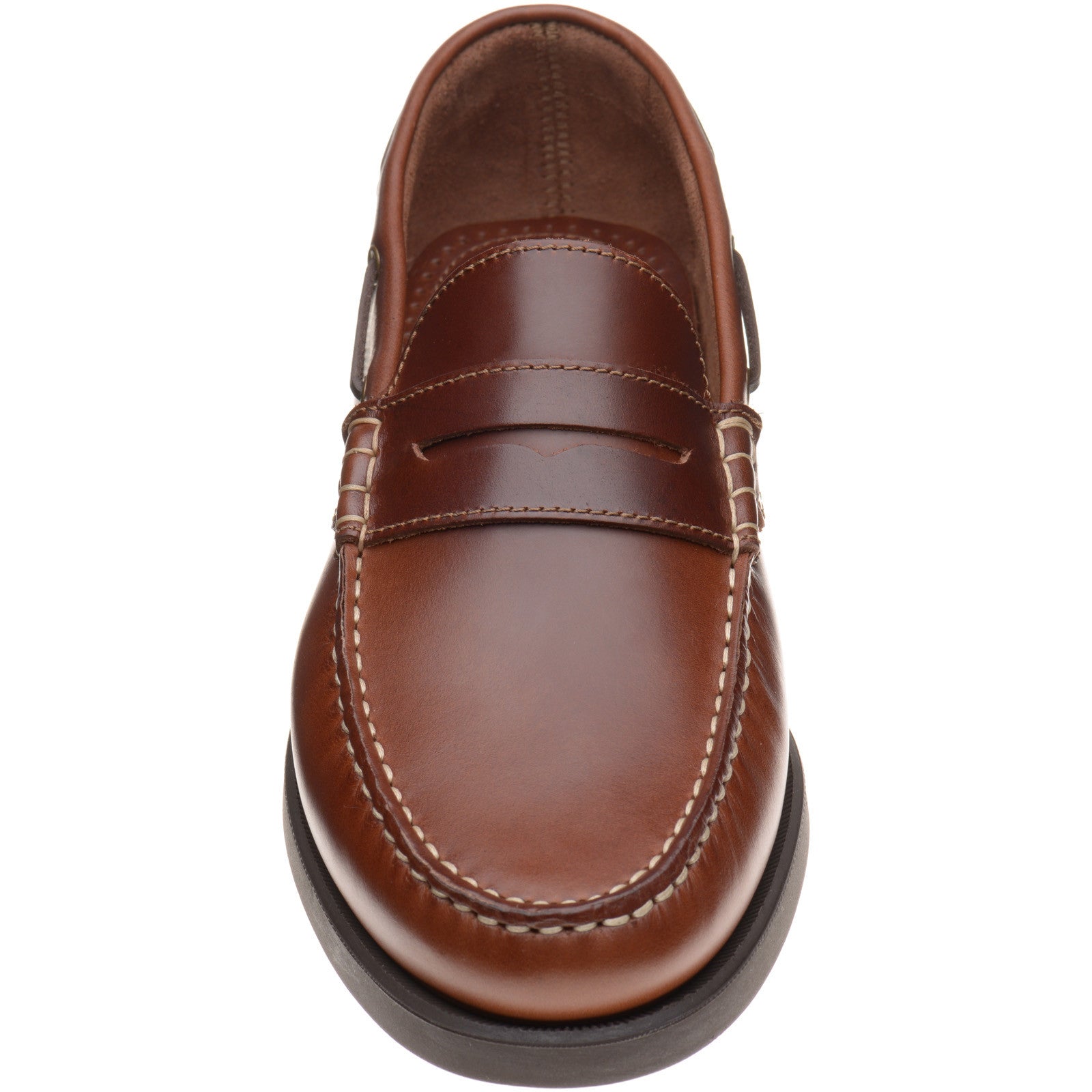 Product image for Herring Salcombe mens rubber-soled deck shoes in chestnut