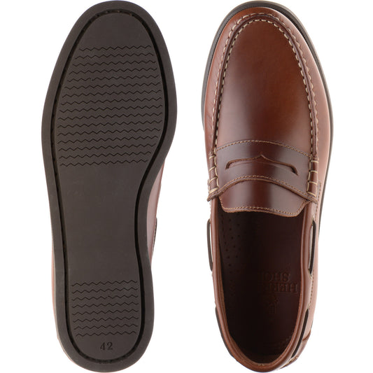 Product image for Herring Salcombe mens rubber-soled deck shoes in chestnut