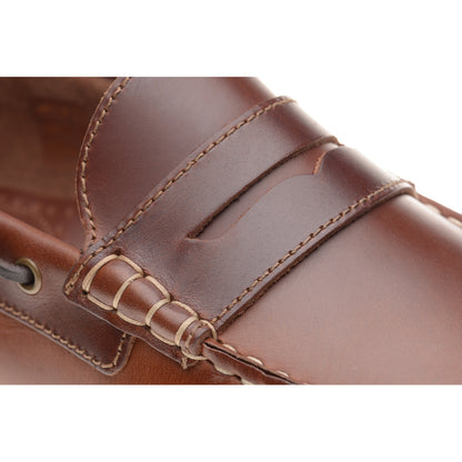 Product image for Herring Salcombe mens rubber-soled deck shoes in chestnut