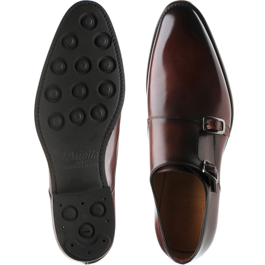 Product image for Herring Shakespeare R mens rubber-soled double monk shoes in rosewood calf (second)