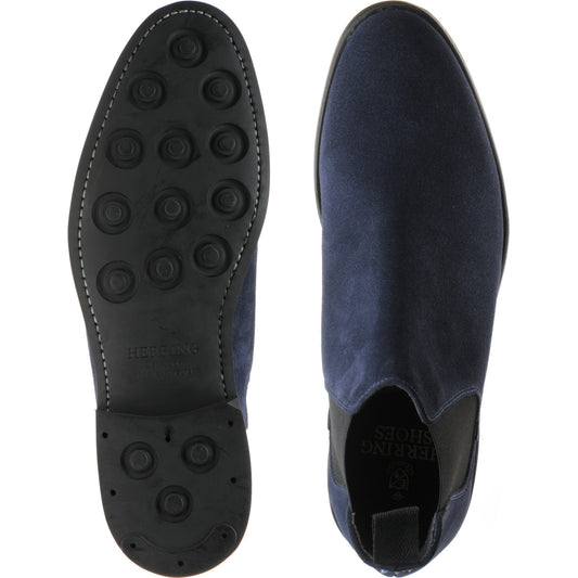 Product image for Herring Sittaford Rubber mens rubber-soled Chelsea boots in blue suede