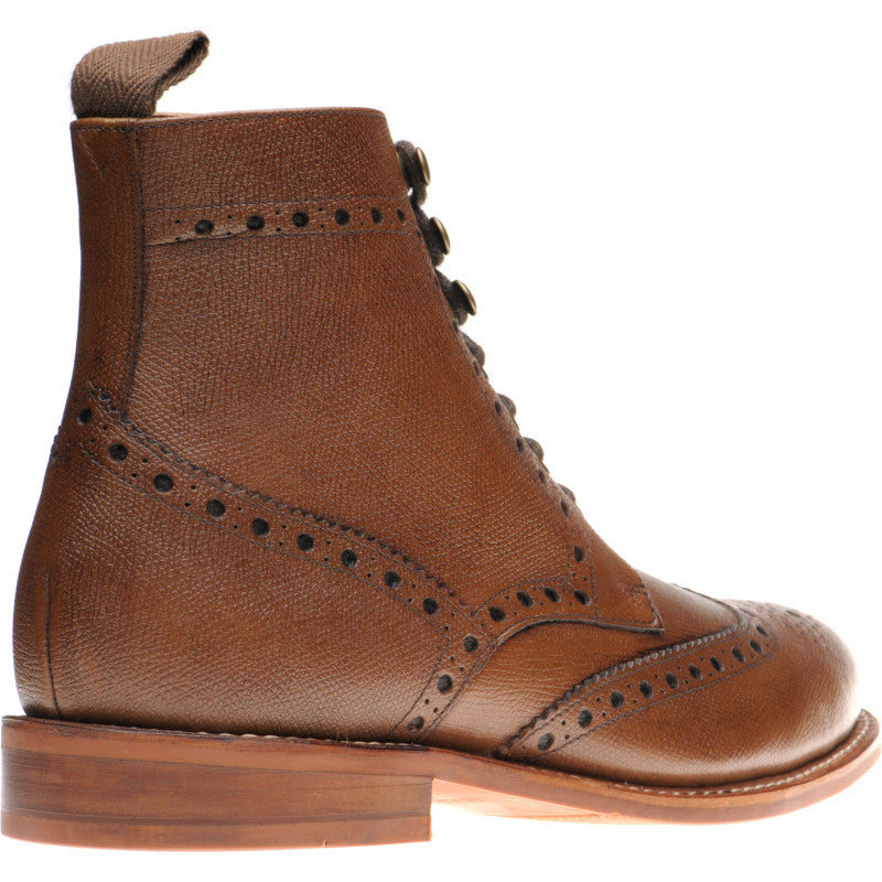 Product image for Herring Steeperton mens rubber-soled brogue boots in brown grain