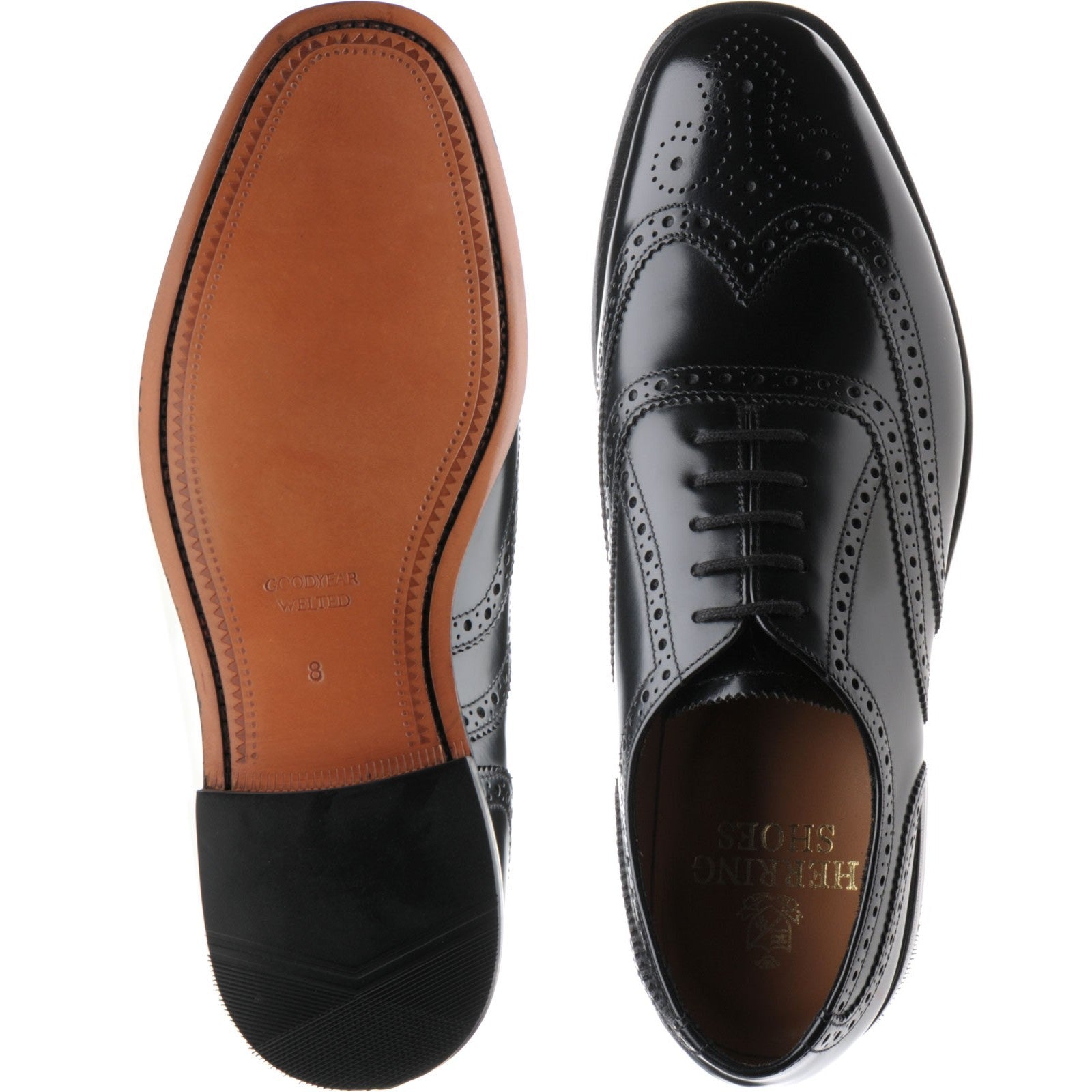 Product image for Herring Surrey II mens brogues in black polished (second)