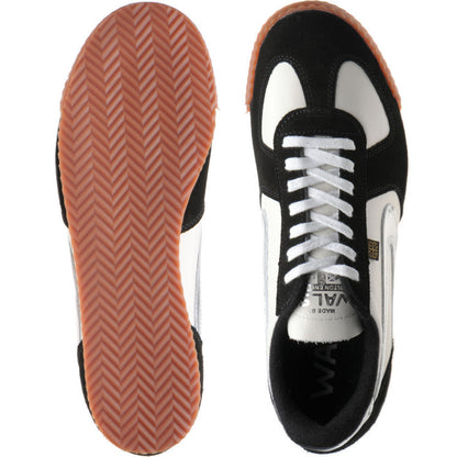 Product image for Herring Tokyo Trainer mens rubber-soled trainers in white calf and black suede