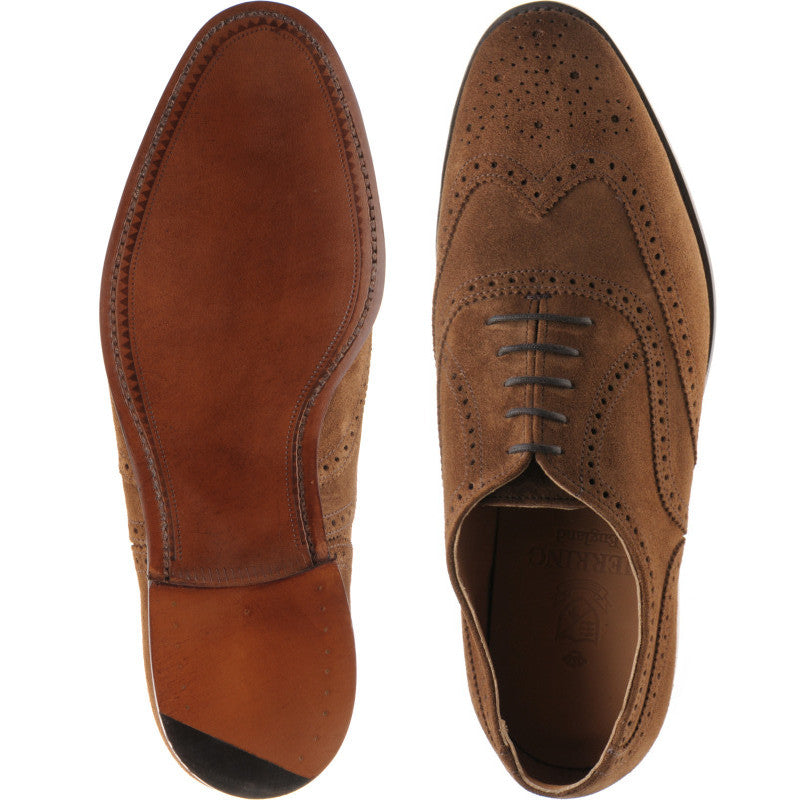 Product image for Herring Trent mens brogues in snuff suede