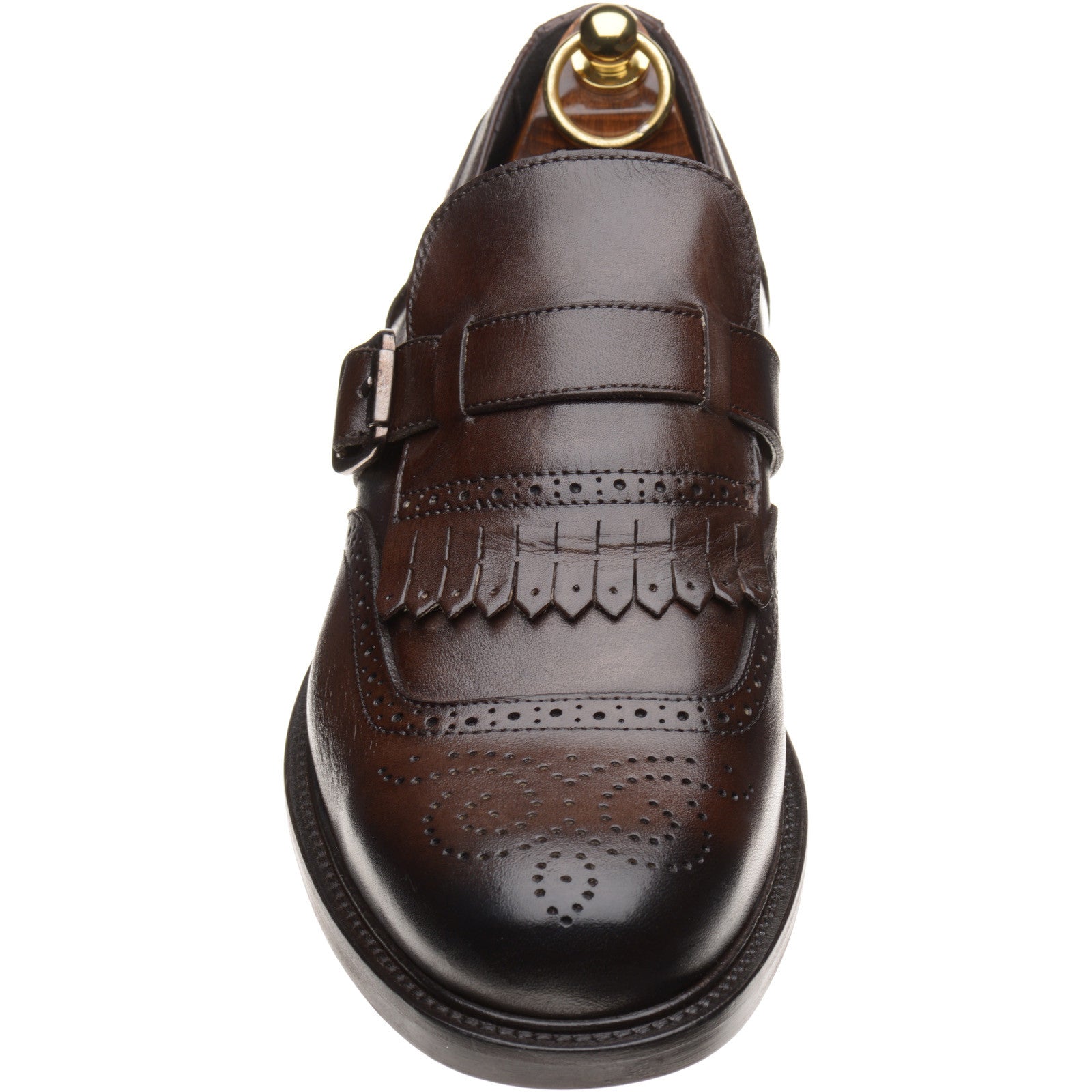 Product image for Herring Vecchio mens hybrid-soled monk shoes in dark brown calf