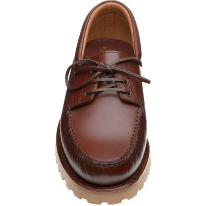Product image for Herring Vilamoura mens rubber-soled deck shoes in brown pull up