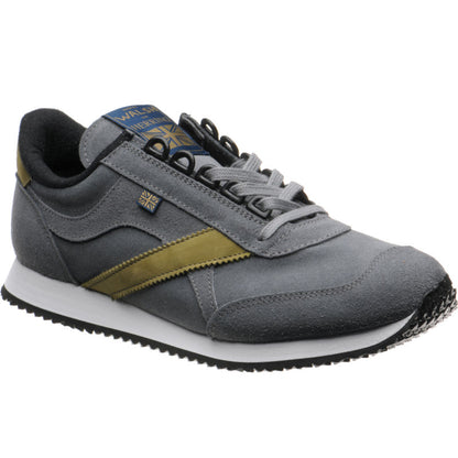 Product image for Herring Voyager Trainer mens rubber-soled trainers in dark grey suede and lime nubuck