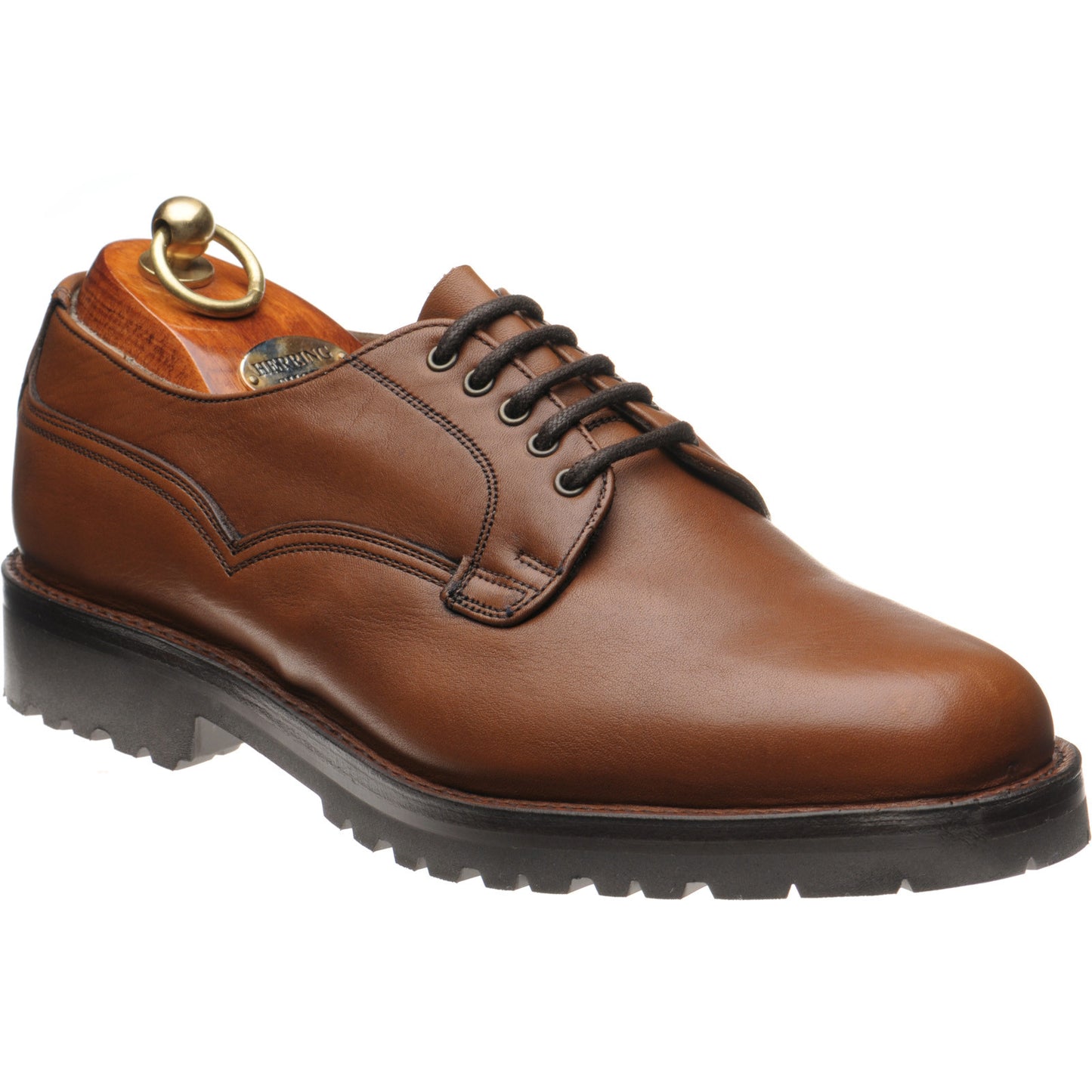 Product image for Herring Wasdale II mens rubber-soled Derby shoes in cognac horween