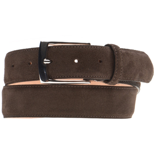 Product image for Herring Westminster Belt in dark brown suede nickel buckle