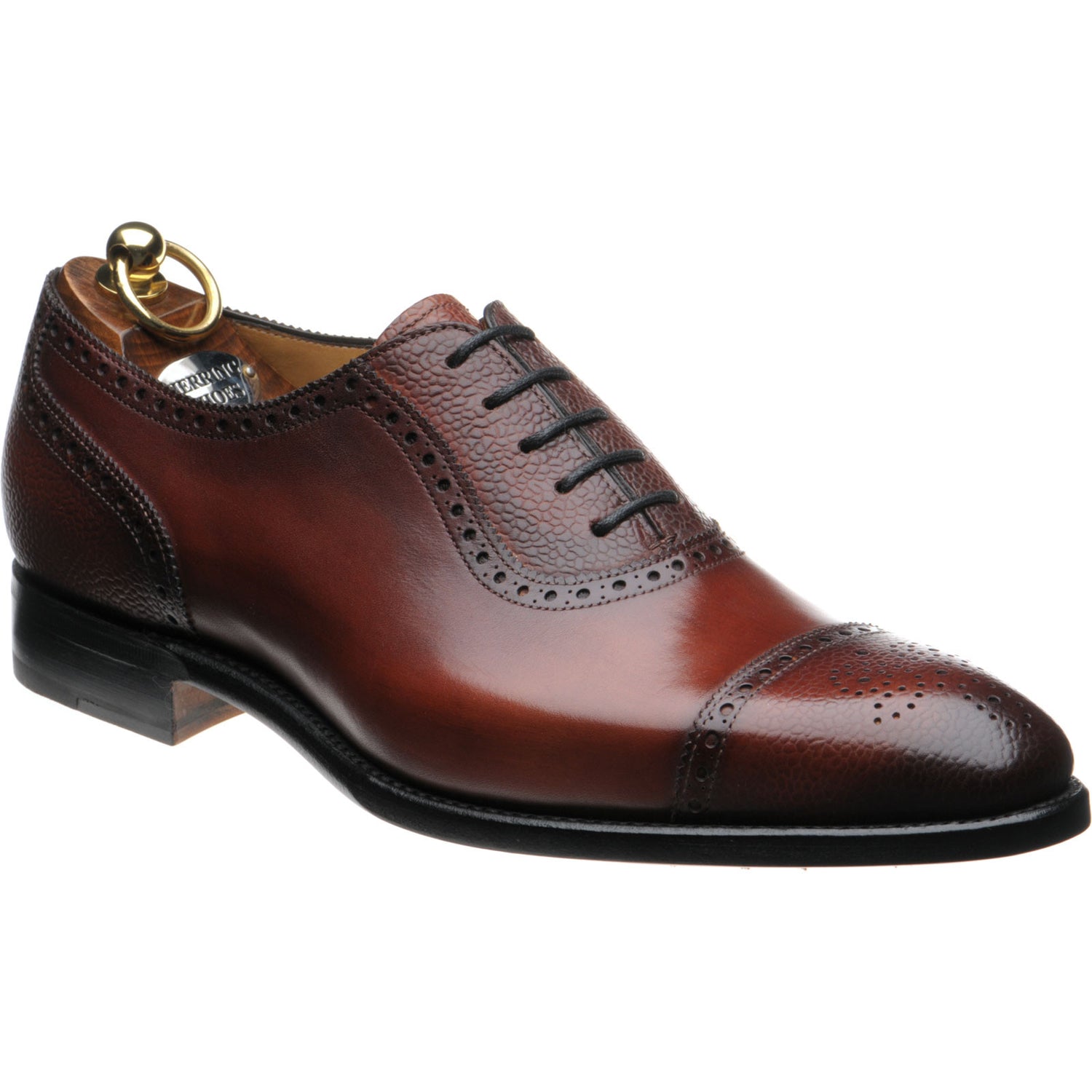 Product image for Herring Wordsworth mens semi-brogues in rosewood calf and grain