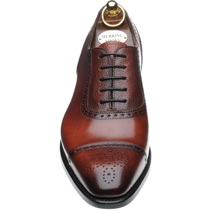 Product image for Herring Wordsworth mens semi-brogues in rosewood calf and grain