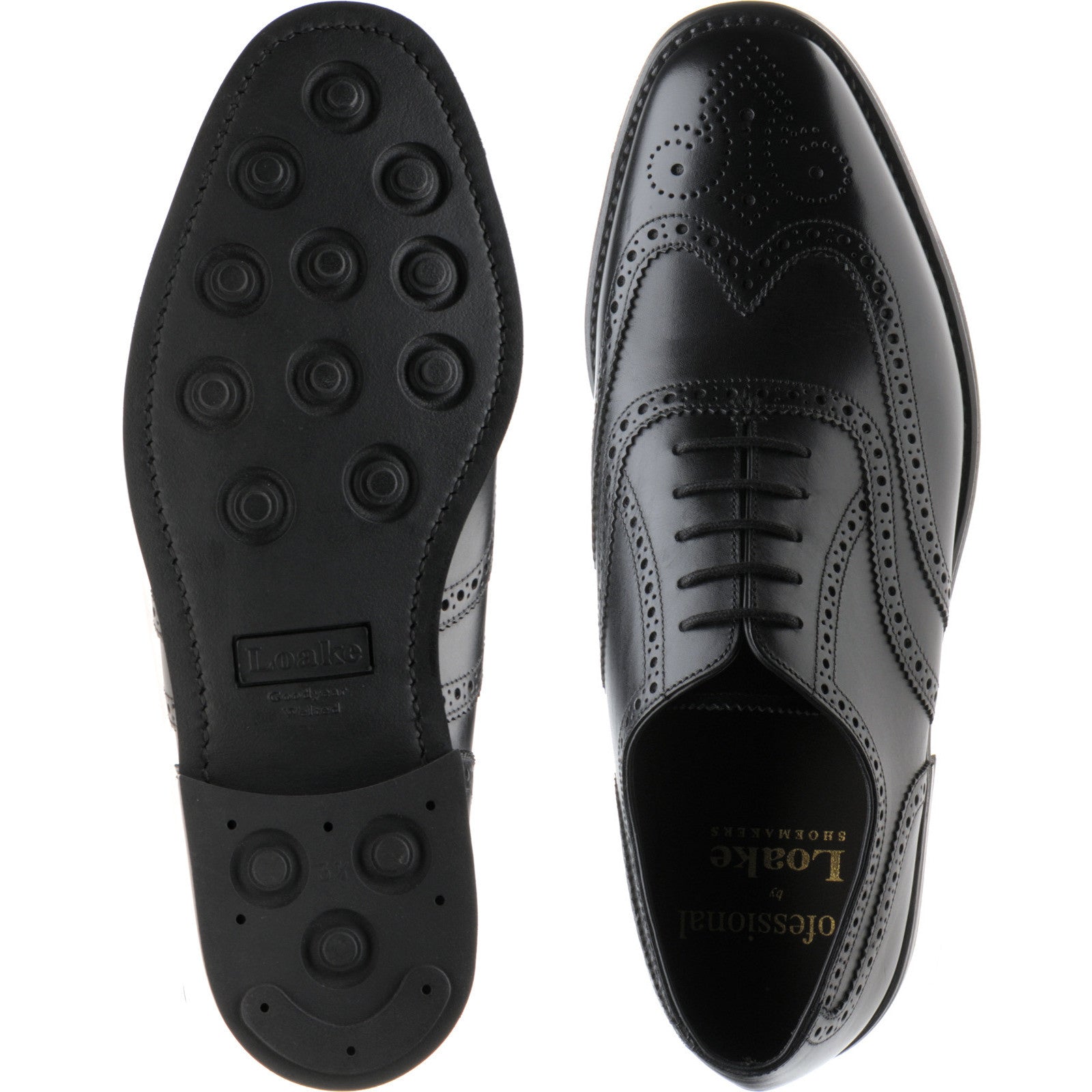Product image for Loake 6018 mens rubber-soled brogues in black calf (second)