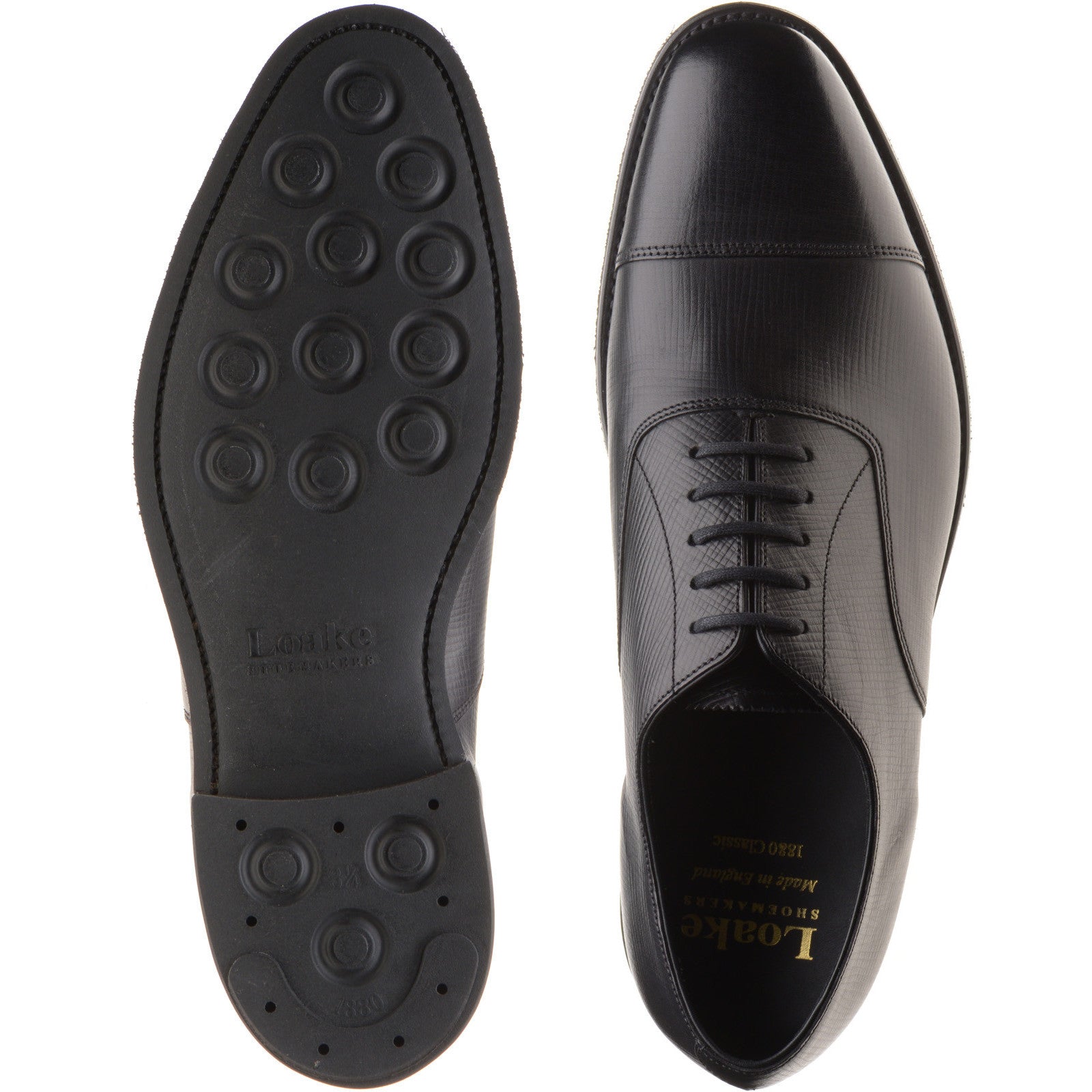Product image for Loake Aldwych R mens rubber-soled Oxfords in black hatch grain (second)