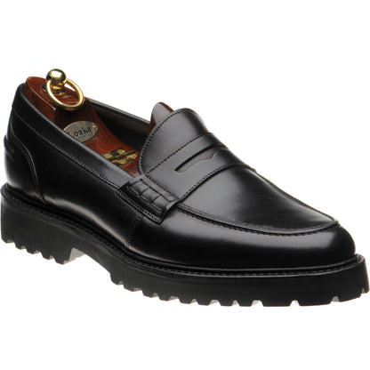 Product image for Loake Crux mens rubber-soled loafers in black calf (second)
