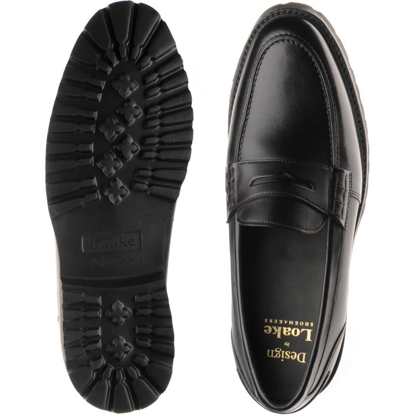 Product image for Loake Crux mens rubber-soled loafers in black calf (second)