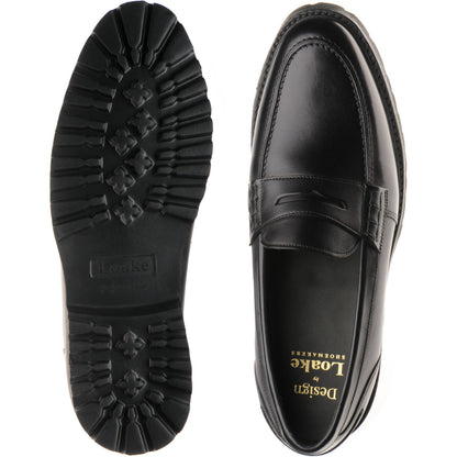 Product image for Loake Crux mens rubber-soled loafers in black calf (second)