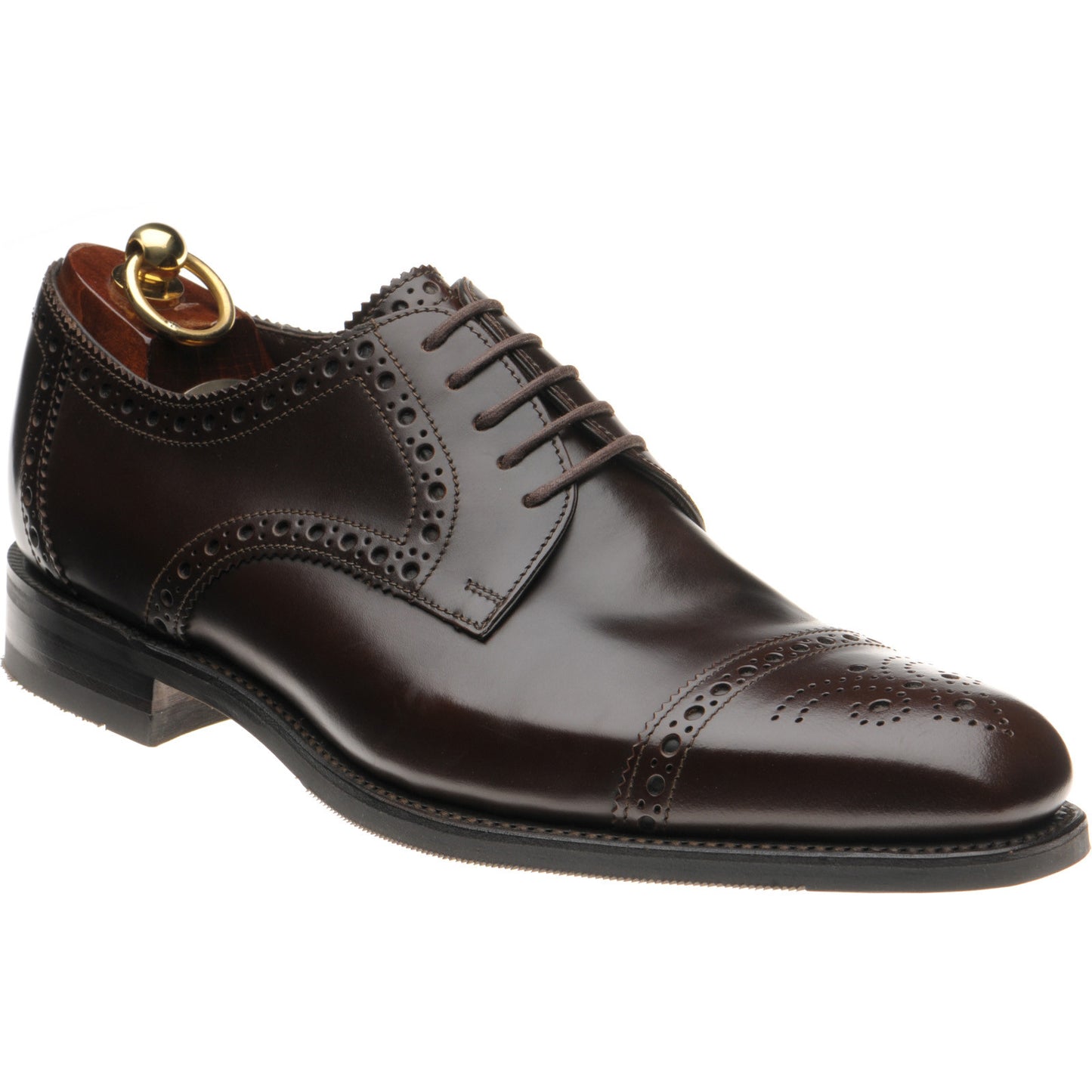 Product image for Loake Eldon mens rubber-soled semi-brogues in dark brown polished (second)